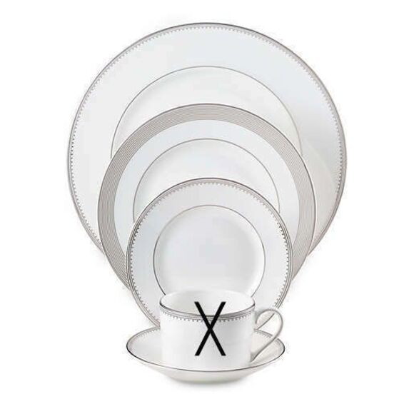 Vera Wang Wedgwood PLATINUM Grosgrain 3 Pc Place Setting (Missing SAUCER + CUP)